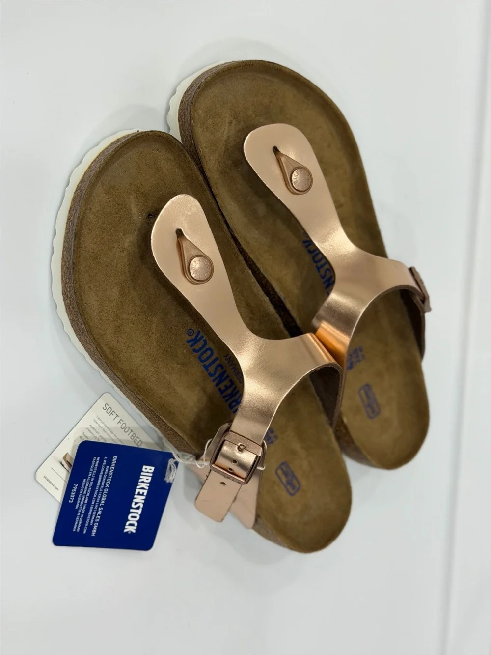 Birkenstock Gizeh Metallic Rose Gold Thong Sandals - Women's